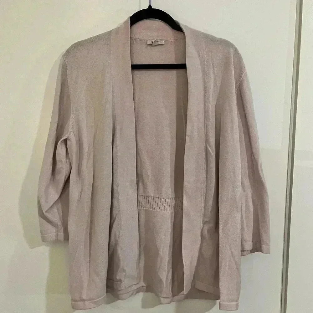 Blush pink 100% cotton talbots open flowy cardigan, size XL
